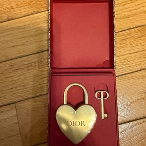 Dior Gold Heart Lock and Key Set